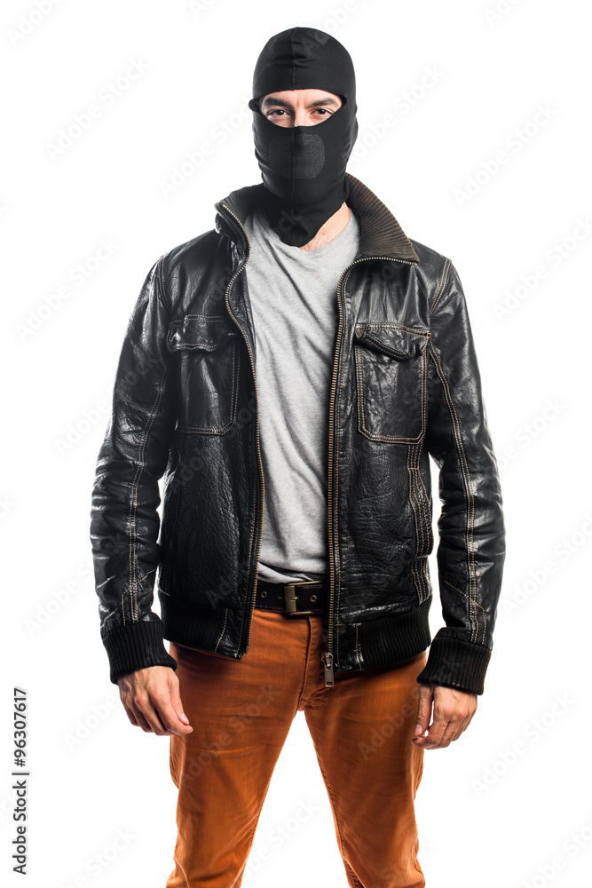 Robber wearing a leather jacket Robber wearing a leather jacket
