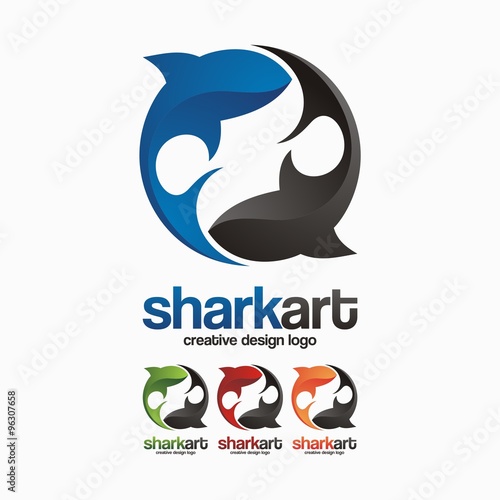 Creative Circle Design Logo Template Of Twins Shark