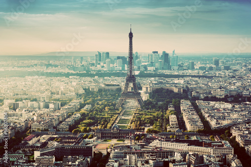 Paris, France vintage skyline, panorama. Eiffel Tower, Champ de Mars © Photocreo Bednarek