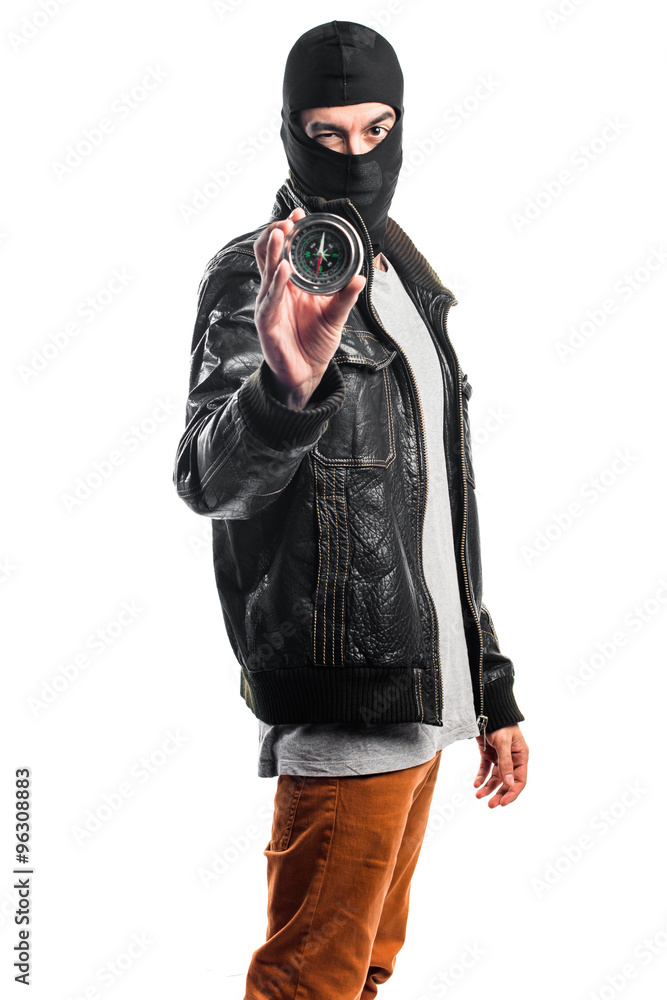 Robber wearing a leather jacket Robber wearing a leather jacket