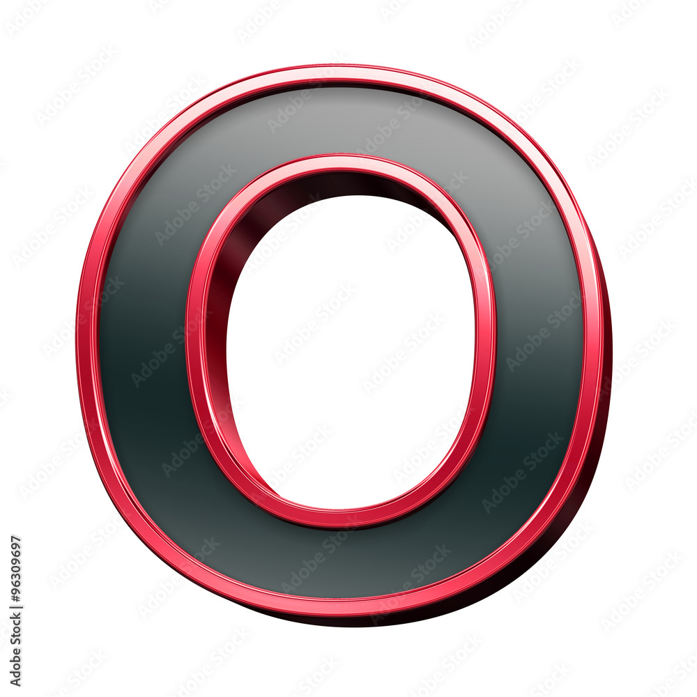 One letter from black with red shiny frame alphabet set, isolated on white. Computer generated 3D photo rendering. One letter from black with red shiny frame alphabet set, isolated on white. Computer generated 3D photo rendering.