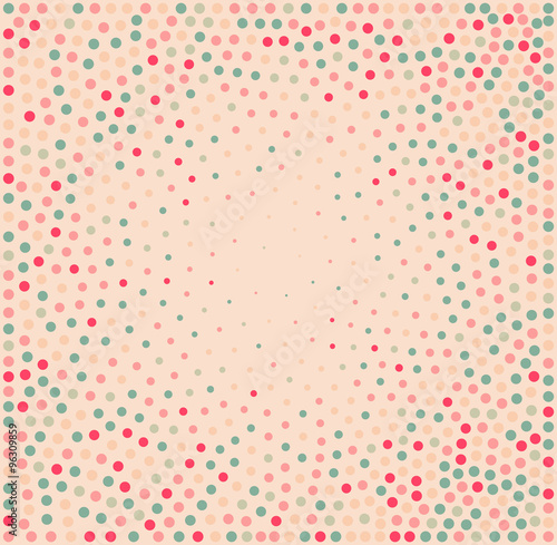 Vector Abstract Stippeling Pink Blue White Circles Dotwork Frame Background