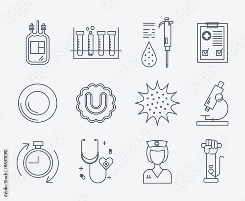 Set of medical icons - blood donation.