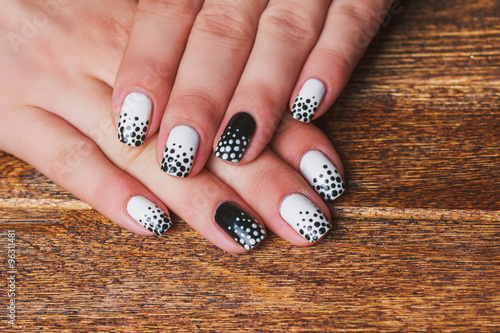 Black and white  nail art