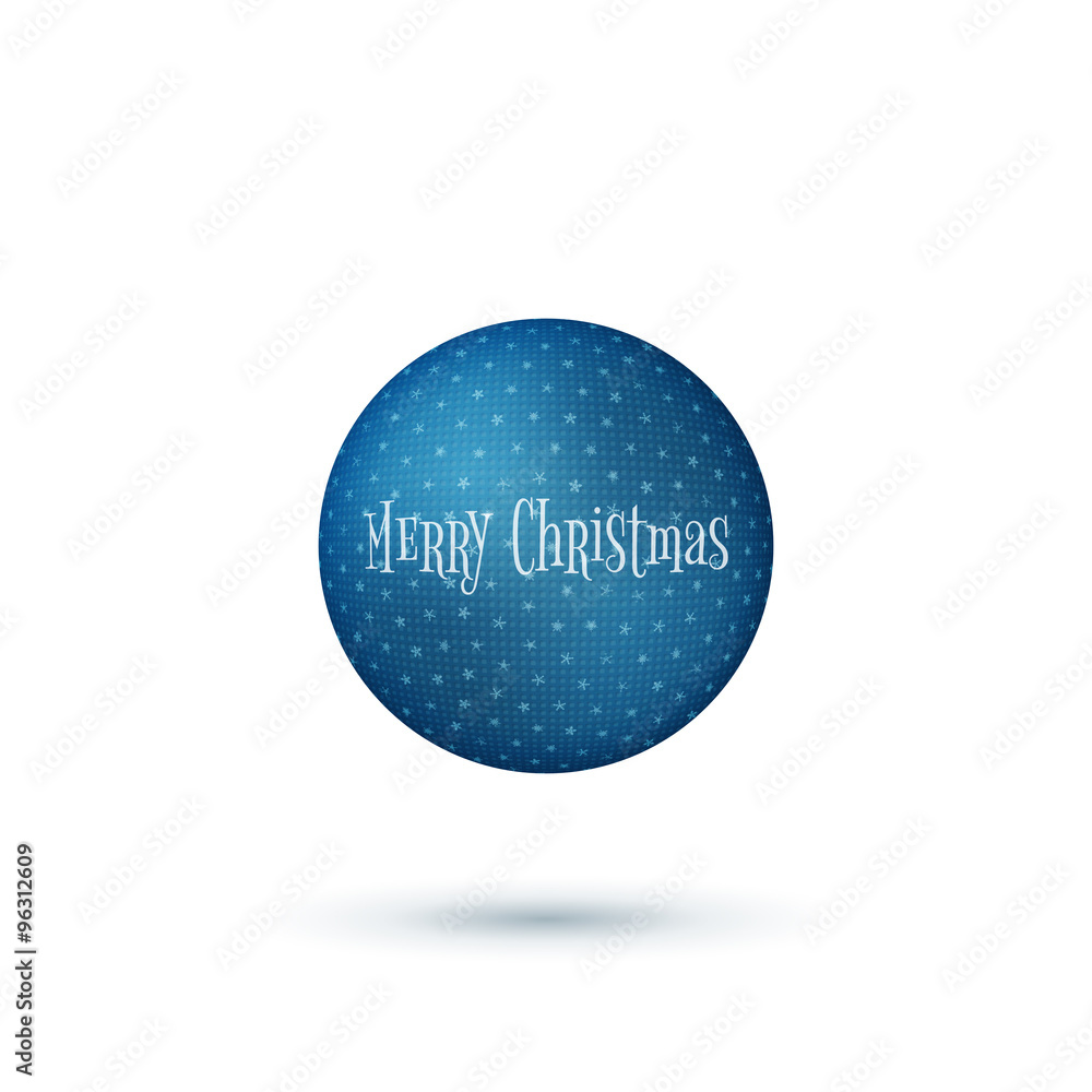 Realistic Christmas blue Ball with Shadows
