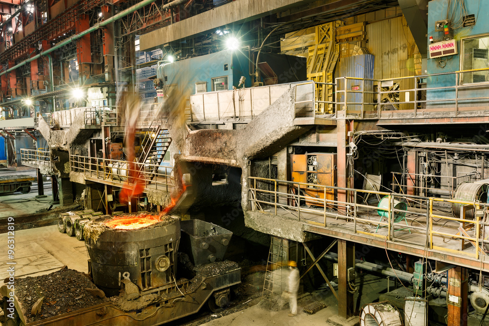 Metal smelting Steel mills factory scene