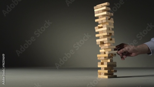 Block tower collapsing shooting with high speed camera, phantom flex.