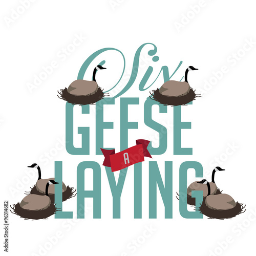 Six geese a laying Twelve Days of Christmas EPS 10 vector royalty free illustration