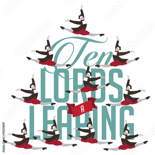 Ten lords a leaping Twelve days of Christmas royalty free illustration.