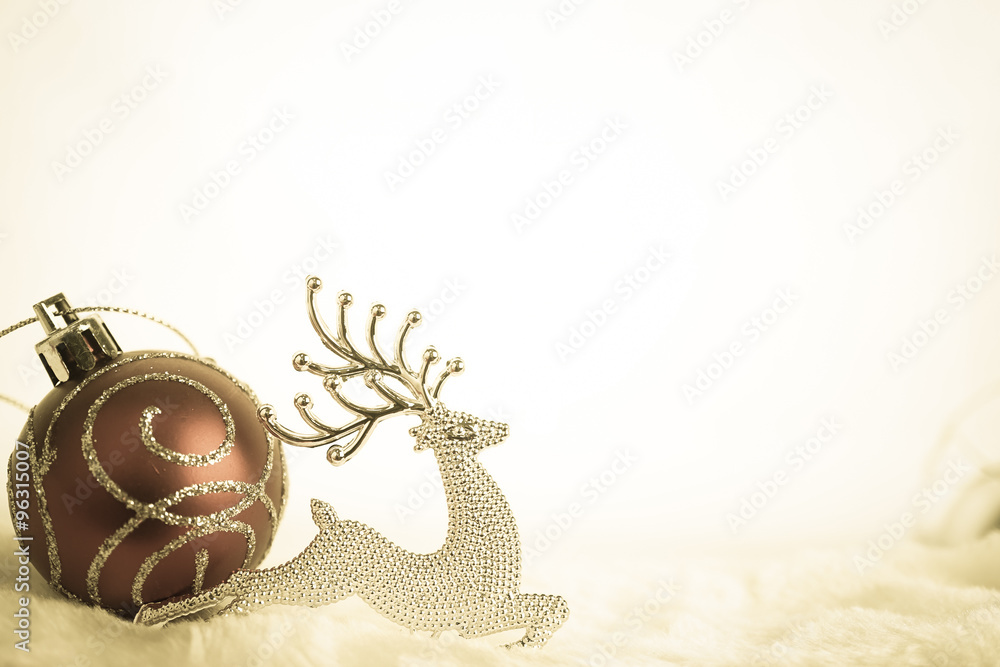 Fototapeta premium christmas decorations on mulberry paper texture for background