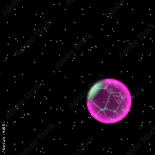 Fototapeta Naklejka Na Ścianę i Meble -  Space starry background with neon planet with visible electrical