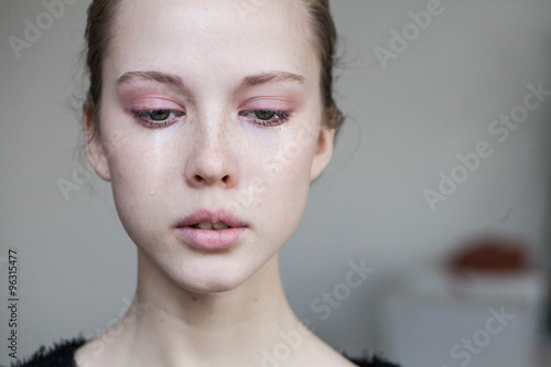 beautiful young girl crying