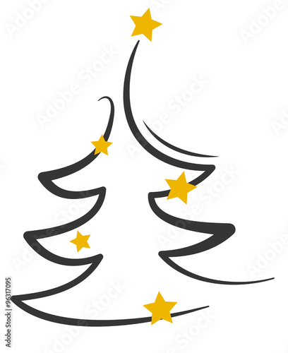 christmas tree with golden yellow stars
