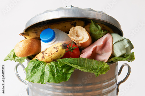 Fresh Food In Garbage Can To Illustrate Waste