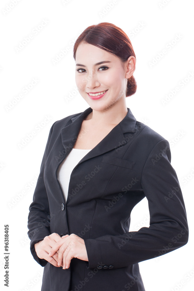 Smiling young business woman on white background Smiling young business woman on white background