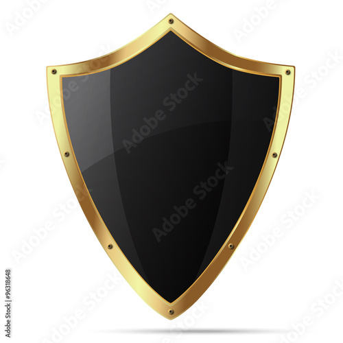 Glittering black shield with gold body that have rivets