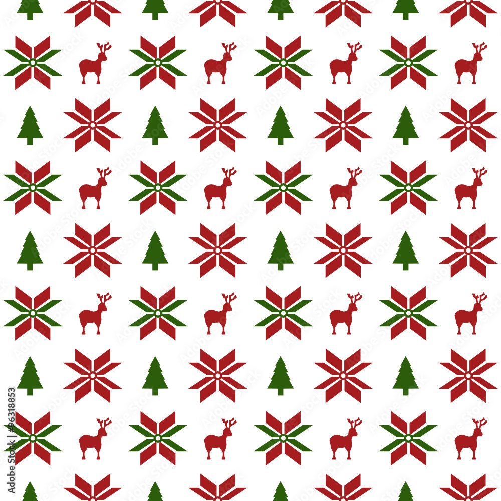 christmas repeating pattern with jacquard style snowflake, reindeer and tree christmas repeating pattern with jacquard style snowflake, reindeer and tree