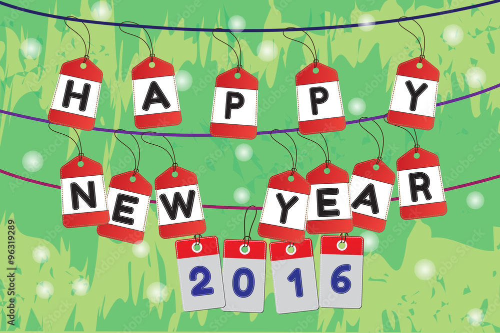 Happy New Year 2016 and text on stitch frame.