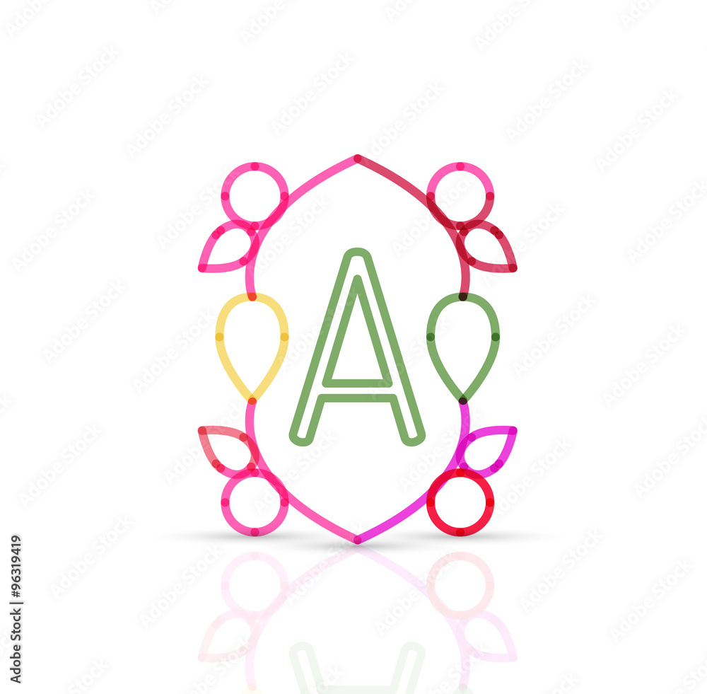 Abstract geometric linear hipster floral icon, frame design, flat style Abstract geometric linear hipster floral icon, frame design, flat style