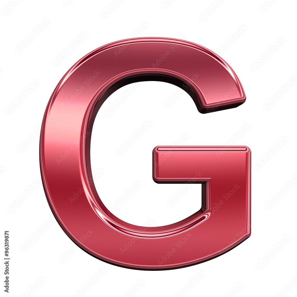 One letter from shiny red alphabet set, isolated on white. Computer generated 3D photo rendering. One letter from shiny red alphabet set, isolated on white. Computer generated 3D photo rendering.