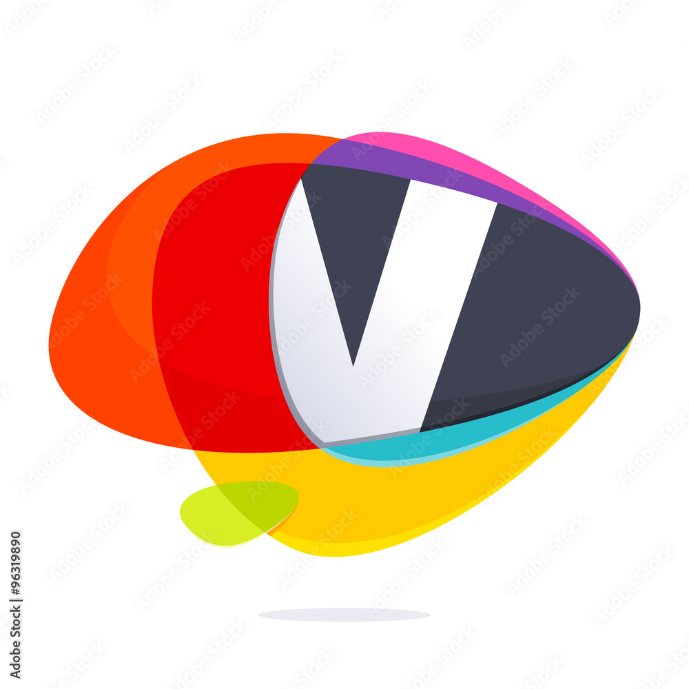 V letter with ellipses intersection logo.