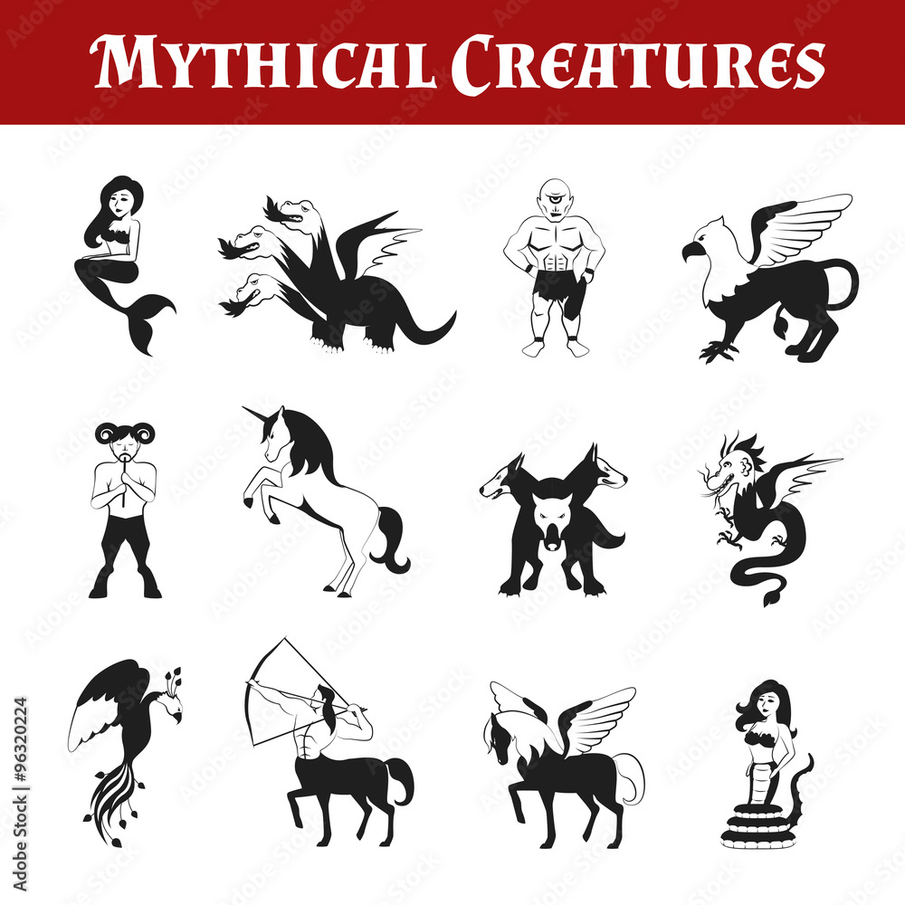 Mythical Creatures Black And White