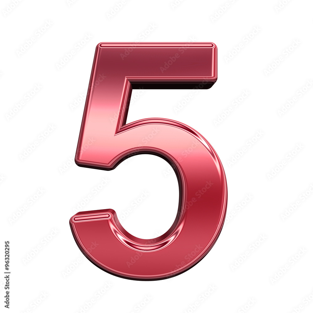 One digit from shiny red alphabet set, isolated on white. Computer generated 3D photo rendering. One digit from shiny red alphabet set, isolated on white. Computer generated 3D photo rendering.