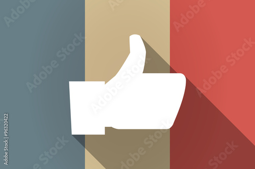 Long shadow flag of France vector icon with a thumb up hand