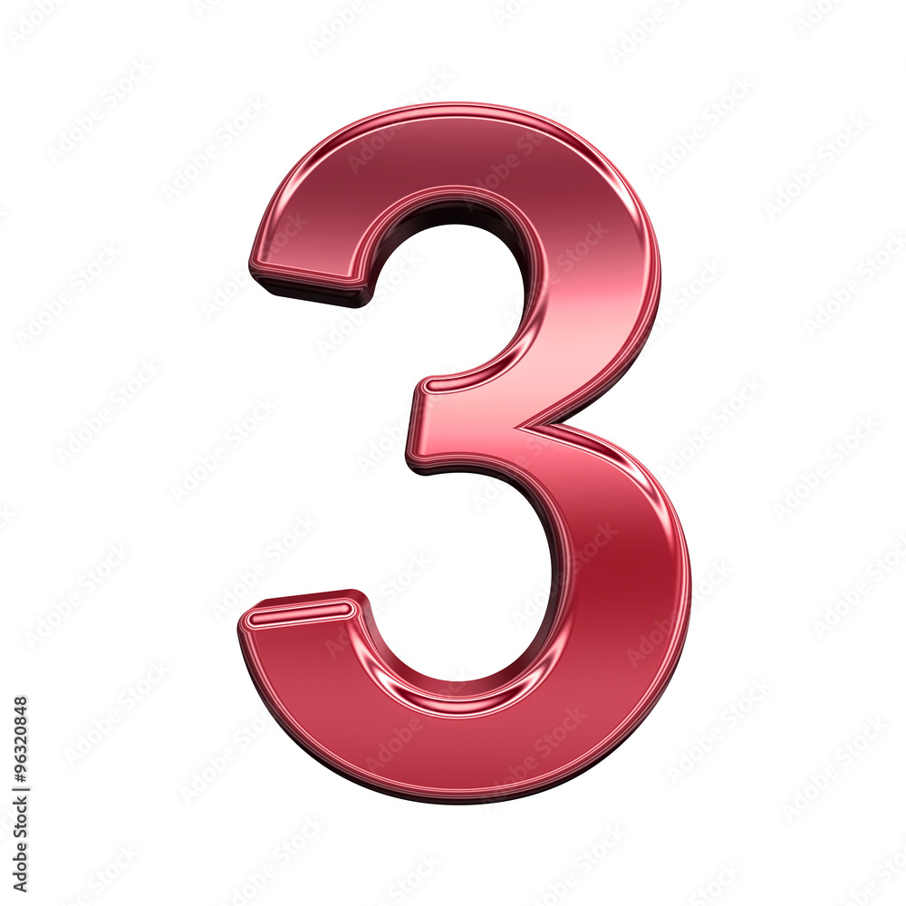 One digit from shiny red alphabet set, isolated on white. Computer generated 3D photo rendering. One digit from shiny red alphabet set, isolated on white. Computer generated 3D photo rendering.