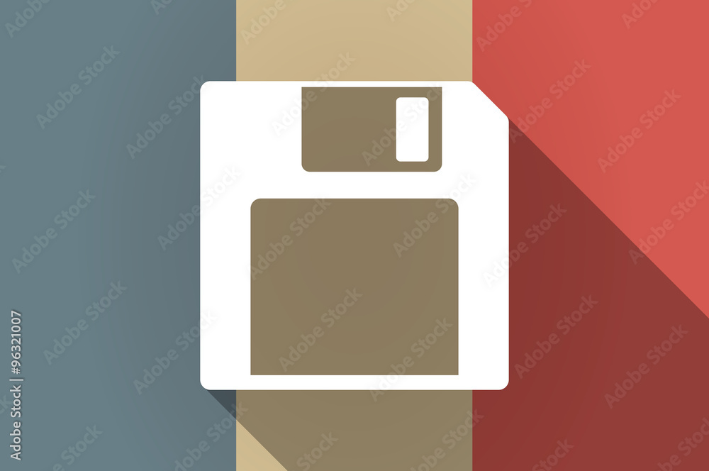 Long shadow flag of France vector icon with a floppy disk Long shadow flag of France vector icon with a floppy disk