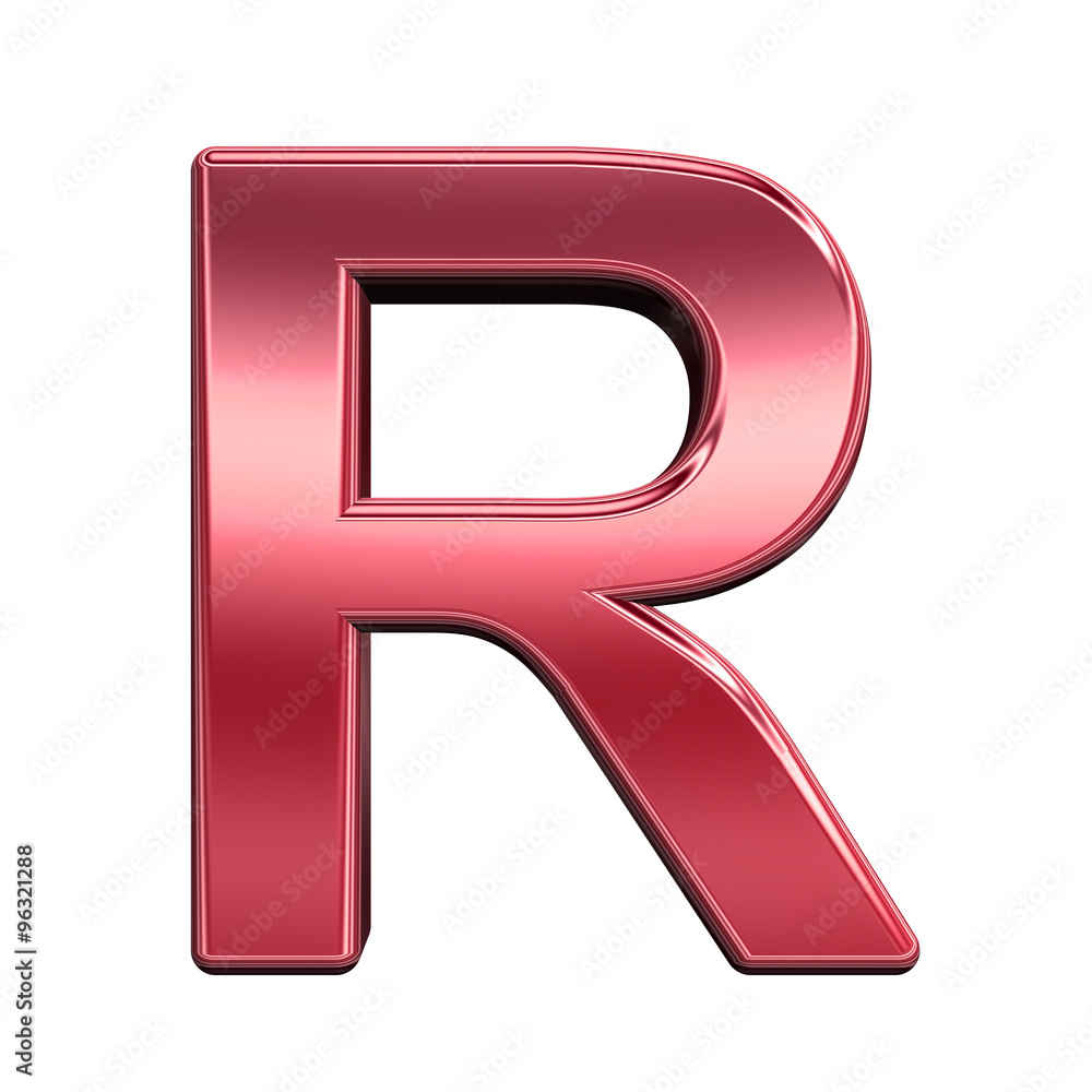 One letter from shiny red alphabet set, isolated on white. Computer generated 3D photo rendering. One letter from shiny red alphabet set, isolated on white. Computer generated 3D photo rendering.