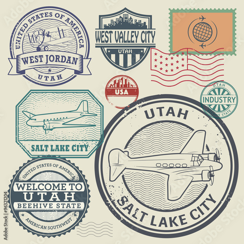 Retro postage USA stamps set