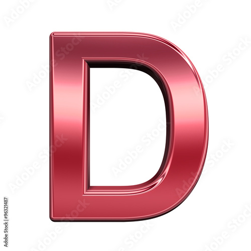 One letter from shiny red alphabet set, isolated on white. Computer generated 3D photo rendering.