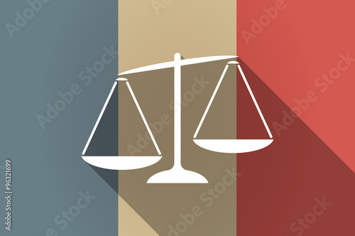 Long shadow flag of France vector icon with  an unbalanced weigh