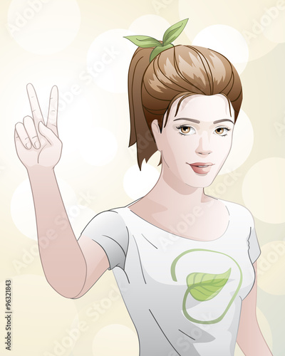 Victory sign  / Young attractive woman with victory sign