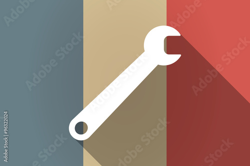 Long shadow flag of France vector icon with a spanner