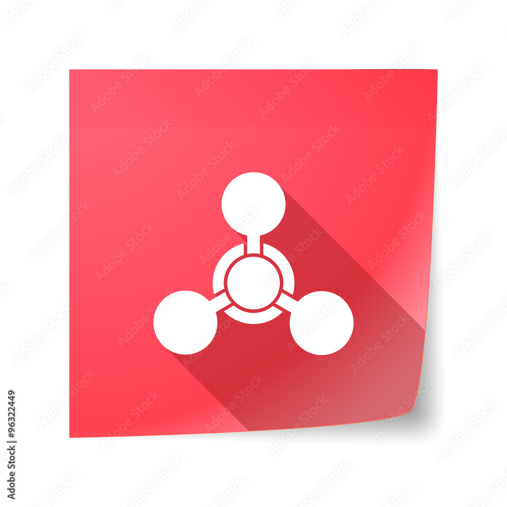 Long shadow vector sticky note icon with a chemical weapon sign Long shadow vector sticky note icon with a chemical weapon sign
