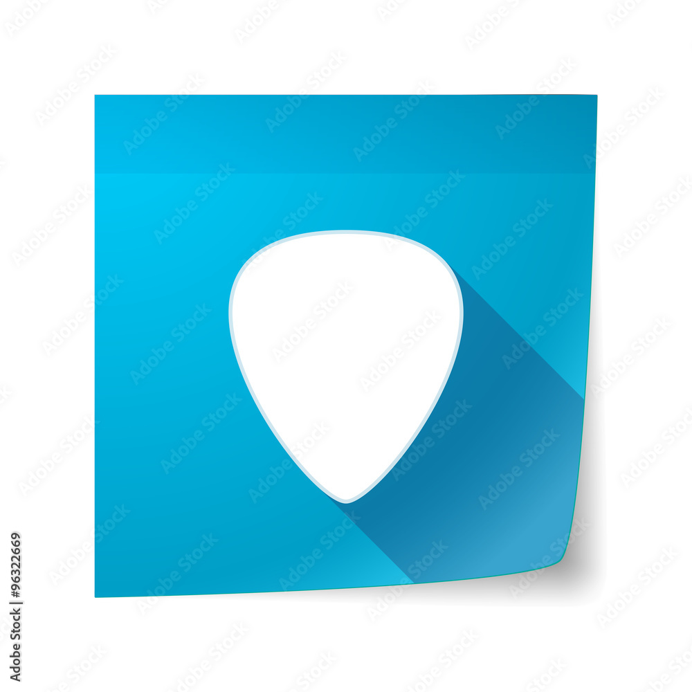Long shadow vector sticky note icon with a plectrum Long shadow vector sticky note icon with a plectrum