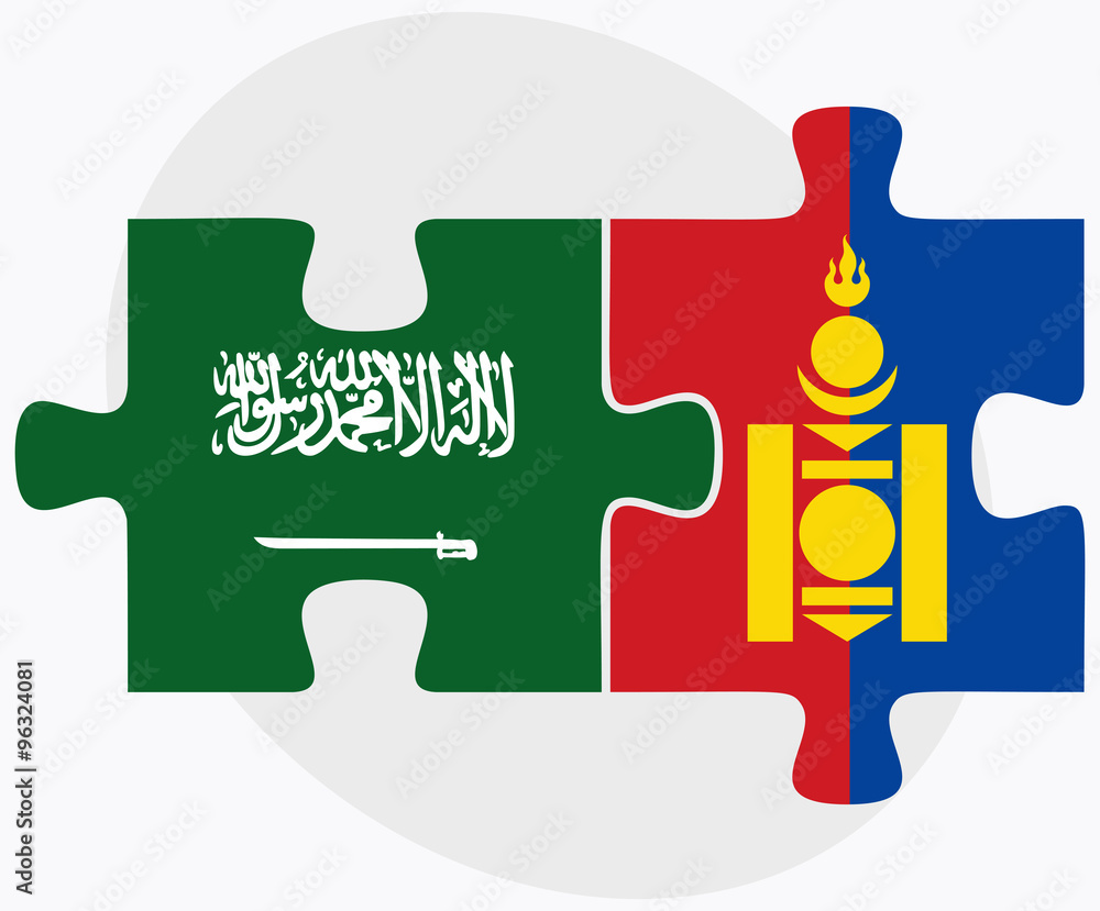 Saudi Arabia and Mongolia Flags Saudi Arabia and Mongolia Flags