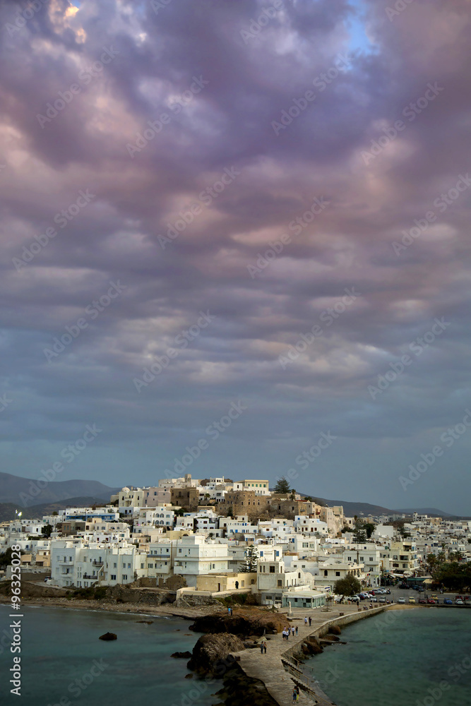 Naxos in Greece at sunset