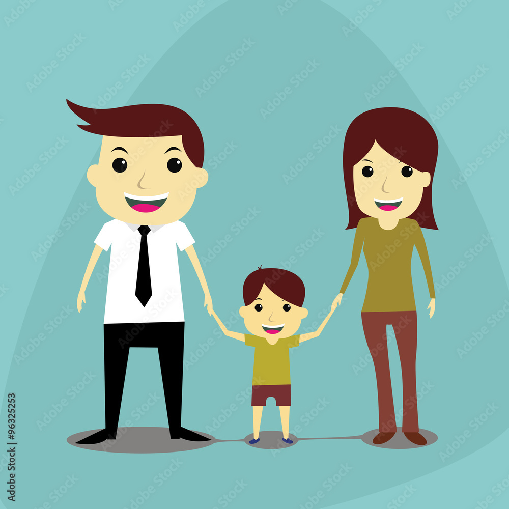 Happy Family, Businessman, concept vector illustration Happy Family, Businessman, concept vector illustration
