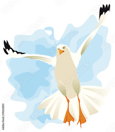 Mouette battant des ailes