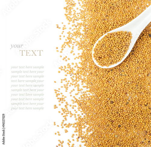 Mustard seeds over white  photo