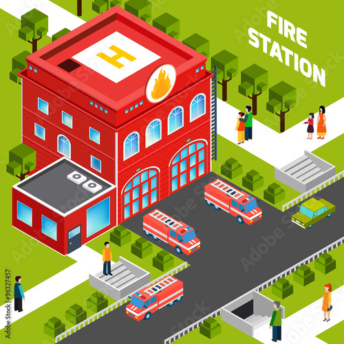  Fire Department Building  Isometric Concept