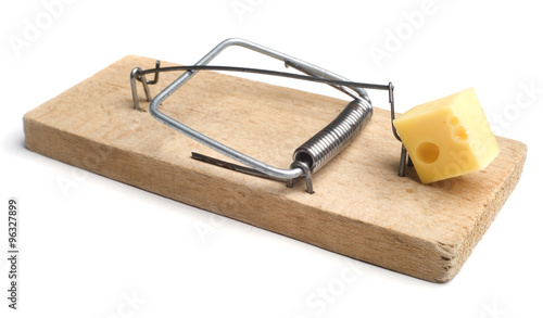 mousetrap isolated on white background photo