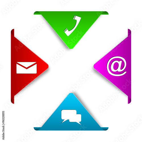 set colorful vector elements contact with icons
