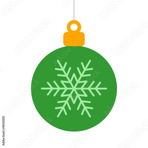 Christmas tree ornament with snowflake flat icon for apps and websites