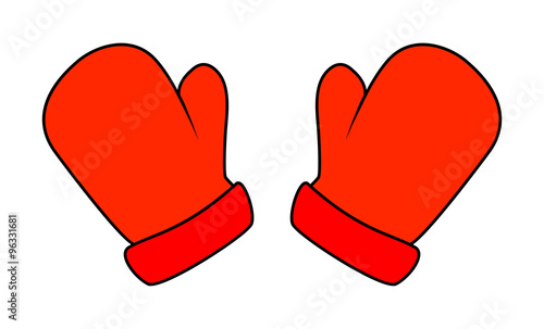Christmas mittens, cartoon gloves design, icon, symbol. Winter vector illustration isolated on white background.