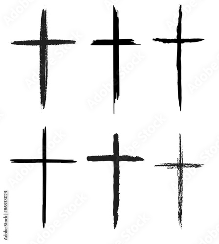 Hand-drawn crosses set