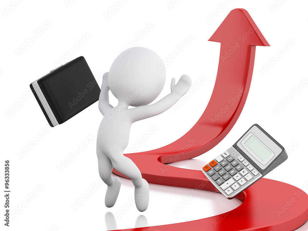 White people and red arrow. Success in business White people and red arrow. Success in business